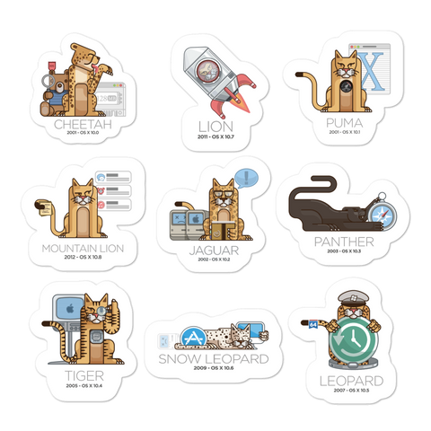 Stickerset Mac OS X Cats